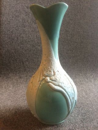Haeger 4001 USA Light Blue,  White Textured Vase.  Rare Find 2