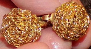Rare Signed Miriam Haskell Sweet Petite Rolled Russian Gold Chain Vtg.  Earrings