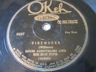 Louis Armstrong And His Hot Five Okeh 78 Rpm 1913 Fireworks Pre - Wwi Very Rare