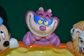 RARE CHESHIRE CAT,  MICKEY MOUSE and 101 DALMATIANS PUMPKIN HALLOWEEN CANDY DISH 3