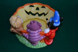 RARE CHESHIRE CAT,  MICKEY MOUSE and 101 DALMATIANS PUMPKIN HALLOWEEN CANDY DISH 8