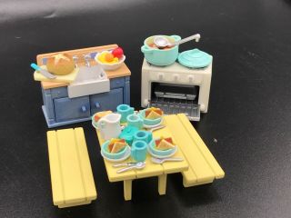 Calico Critters Sylvanian Families Rustic Kitchen Set Almost Complete Rare Htf