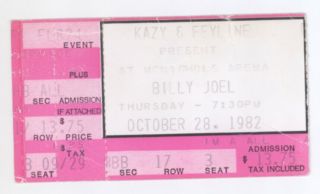 Rare Billy Joel 10/28/82 Denver Co Mcnichols Arena Ticket Stub