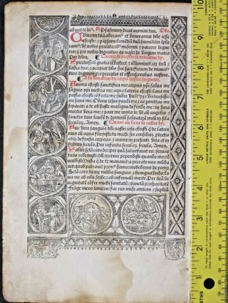Rare BoH leaf,  paper,  French/Latin with decorative Scenes in the border,  ca.  1515 2
