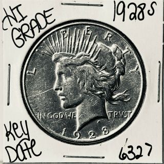 1928 S Silver Peace Dollar Coin 6327 Rare Key Date