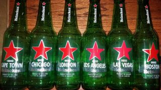 Heineken Cities Limited Edition Empty Bottles Set Of 6 Pristine Rare