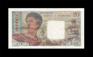 1963 - 65 " Tahiti " French Indochina 20 Francs France Rare ( (aunc))