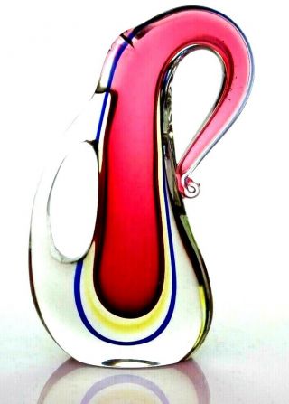 V Big Rare Murano Sommerso Submerged Art Glass Vase Luigi Onesto / Mandruzzato