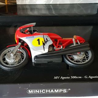 Rare Minichamps Signed Giacomo Agostini 1:12 1970 MV Agusta 500CCM Bike Ltd Ed 3