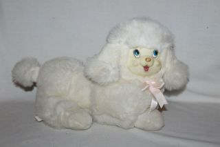 Vintage Dan Dee Plush White Poodle Dog 16” Rare Htf Cute Rubber Face Poodle