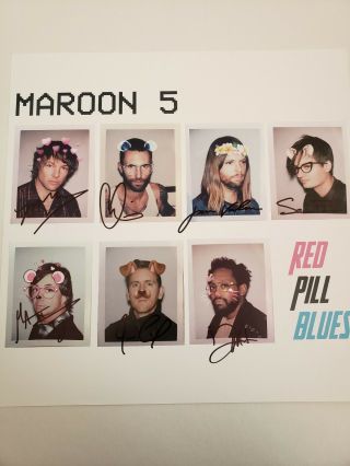 Maroon 5 Autographed Signed Lithograph By All Members Rare Adam Levine