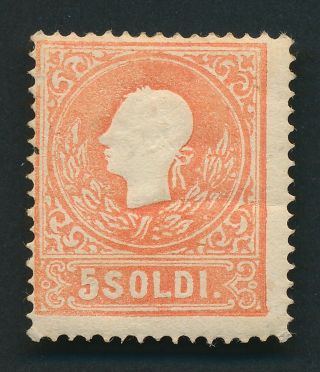 Rare Austria Stamp 1858 Lombardy Venetia 5 Soldi Red Type I,  Og Sc 10a Vf