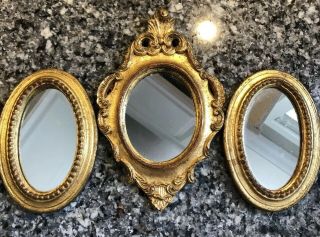 Vintage Gold Ornate Mirrors Set Of 3 Hand Made In Italy Rde Imports Rare Neat