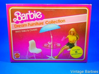 Rare Barbie Doll Dream Furniture Patio Table 2478 W/box Vintage 1982