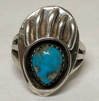 Rare Michael R Rogers Painte Navajo Old Pawn Sterling Silver Turquoise Ring A
