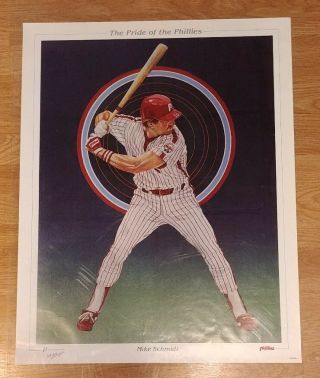 1986 Mike Schmidt Pride Of The Phillies Dick Perez Poster First Penn Sga Rare