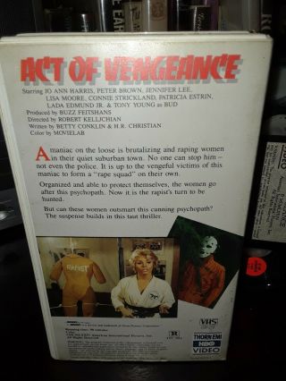 Act Of Vengeance Rare OOP VHS HORROR Rape Squad.  Slasher. 3