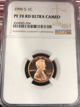 Rare 1996 - S Proof Lincoln Cent - Ngc Pf 70 Red Ultra Cameo Bv $145.  00