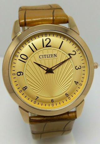 Rare Vintage Citizen Quartz Rose Gold Wrist Watch For Men 