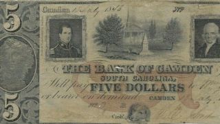 $5 " Camden Bank " Rare " (autograph 