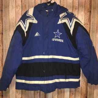 Rare Vtg Apex One Dallas Cowboys Pro Line Puffer Parka Jacket 90s L/s