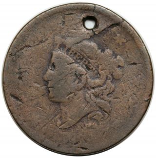 1834 Coronet Head Large Cent,  Rare Lg 8 & Stars,  Med Letters,  N - 5,  R4,  Ag Detail