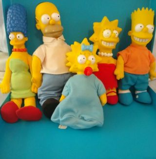 Vintage The Simpsons 1990 Burger King Figures Plush Dolls Complete Set Of 5 Rare