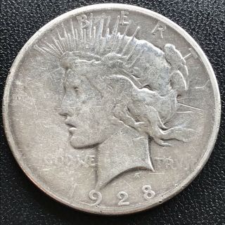 1928 Peace Dollar Philadelphia P Silver Rare Key Date $1 Circulated 16683