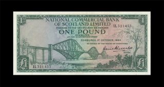 1.  10.  1964 National Bank Of Scotland 1 Pound " Rare " ( (gem Unc))