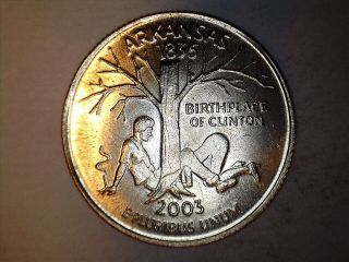 Arkansas 2003 Parody Quarter " Birthplace Of Clinton " With Cigar Funny Rare