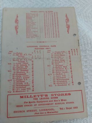 LIVERPOOL FC v Grimsby Town Jan 25th 1947 Fa cup And VERY Rare 2