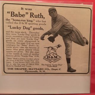 Babe Ruth - Rare Pitching Pose - D & M Sporting Goods - Draper - Maynard Co.  - 1920 Ad