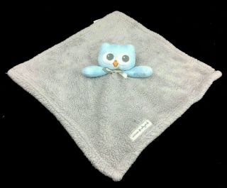 Blankets & Beyond Blue Owl Gray Plush Baby Blanket Security Lovey Rare Htf