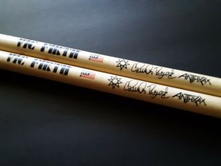 Charlie Benante Of Anthrax Rare Signature Touring Drumsticks Set