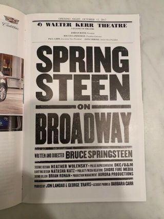 RARE: BRUCE SPRINGSTEEN: SPRINGSTEEN ON BROADWAY OFFICIAL OPENING NIGHT PLAYBILL 4