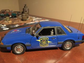 Rare Authentic 1992 Gmp 1/18 Michigan State Trooper Police Ford Mustang 0096