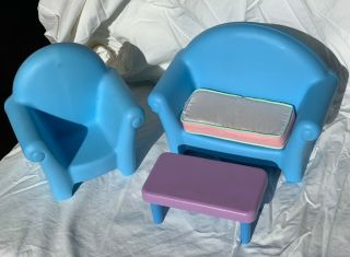 My Size Barbie Little Tikes Doll House Couch With Cushion,  Chair And Table Rare