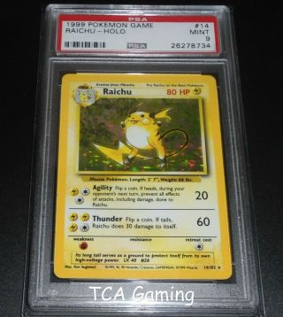 Psa 9 Raichu 14/102 Base Set Holo Rare Pokemon Card
