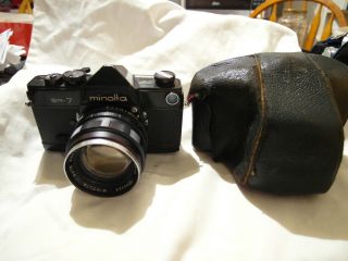 Rare Black Minolta Sr - 7 35mm Film Camera Slr,  58mm F/1.  4 Rokkor Pf Lens