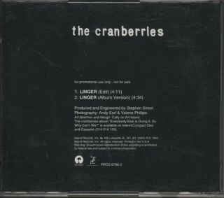 The Cranberries Linger US Promo CD Dolores O ' Riordan RARE 2