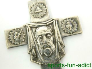 Rare Antique French Crucifix Pendant Cross Pectoral Holy Shroud Silver Poncet 2