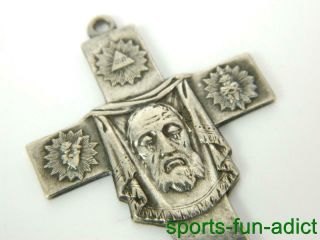 Rare Antique French Crucifix Pendant Cross Pectoral Holy Shroud Silver Poncet 4