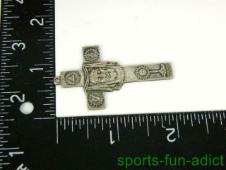 Rare Antique French Crucifix Pendant Cross Pectoral Holy Shroud Silver Poncet 7