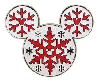 2016 Disney Christmas Holiday Mickey Mouse Ears Snow Flake Pin Rare W2