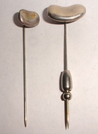 2 Rare Tiffany Co Elsa Peretti Bean Sterling Silver Stickpin Stick Pin
