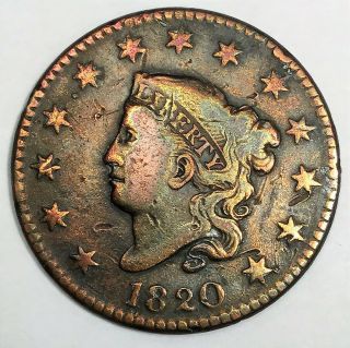 1820 Coronet Head Large Cent Coin Rare Date