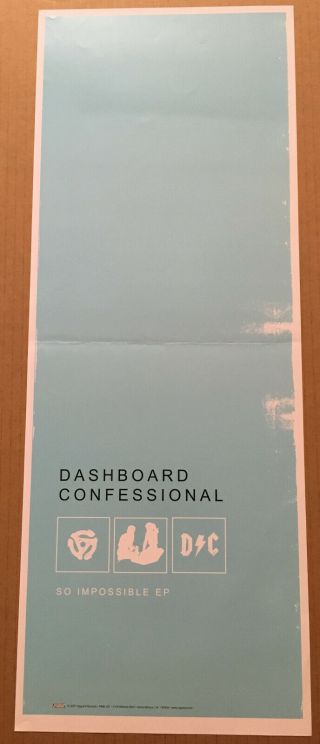 Dashboard Confessional Rare 2001 Promo Poster 4 Group Cd 9x24 Usa Never Displayd