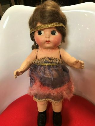 Vintage 1920s Composition Jointed Kewpie Girl Doll Flapper Rare 15 "