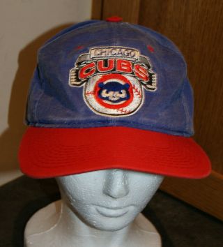 Vintage Rare 80s 90s Chicago Cubs Starter Hat Snapback Cap Rare Logo Design