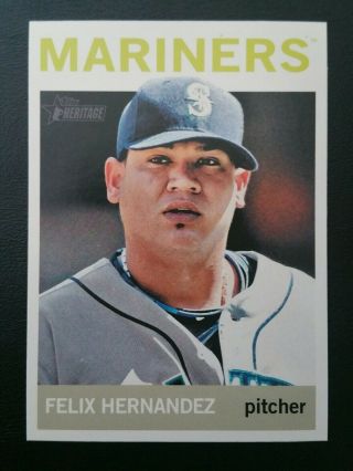 2013 Topps Heritage Felix Hernandez Color Swap Variation Sp Card 447 - - Rare